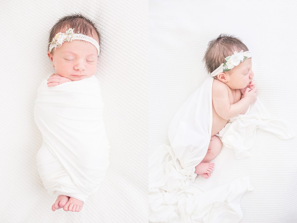 Natural light studio newborn girl photo session, Easton Maryland photographer