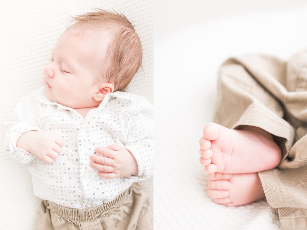 Natural light studio newborn boy photo session, Easton Maryland photographer